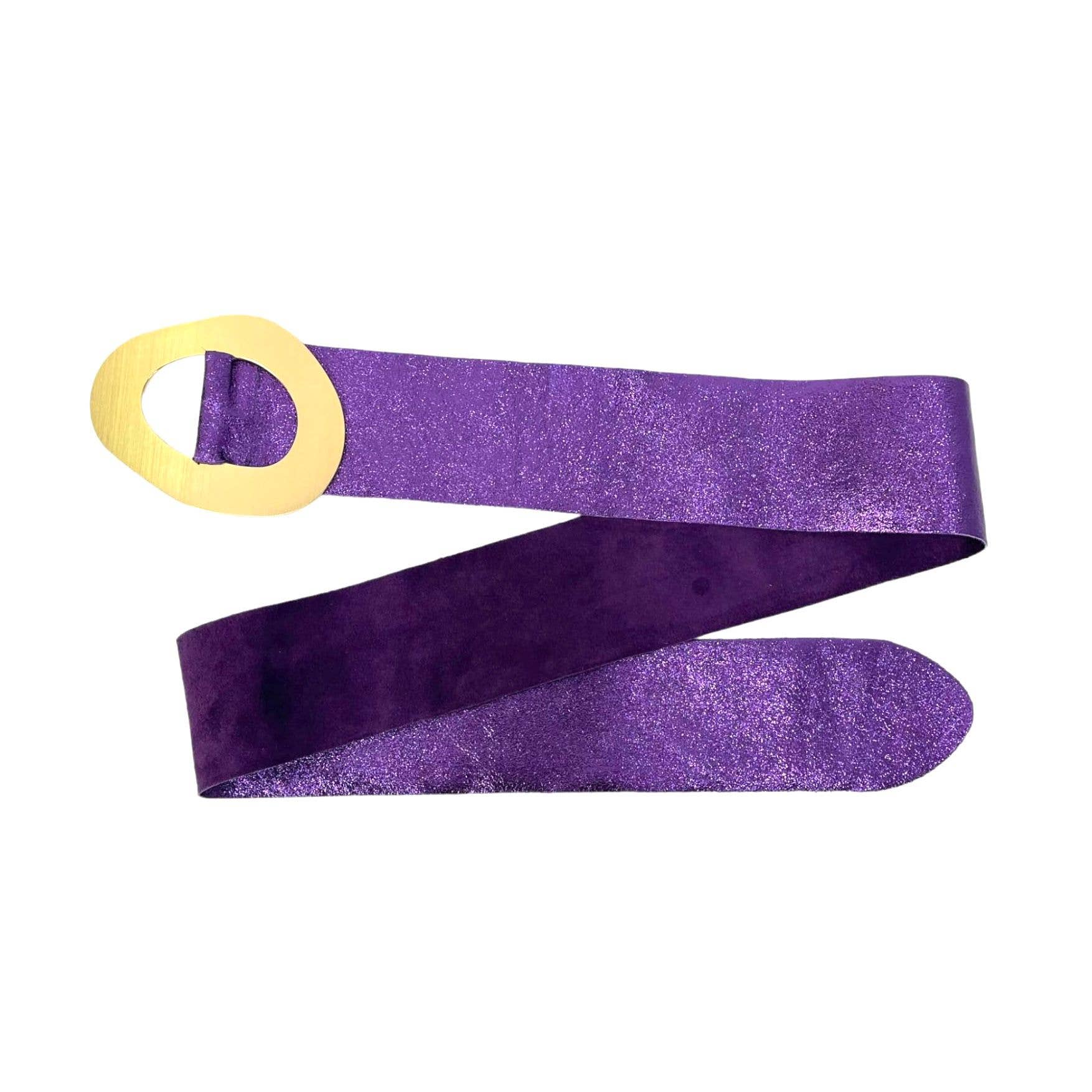 Chenson & Gorett - Wholesale Belt - Women's - Metallic Belt Cow Suede Leather with Wide Buckle B2B10