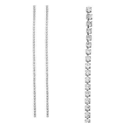 Gray 1 Line Rhinestone Earring 5" - 2.5mm for wholesale by Western Fashion