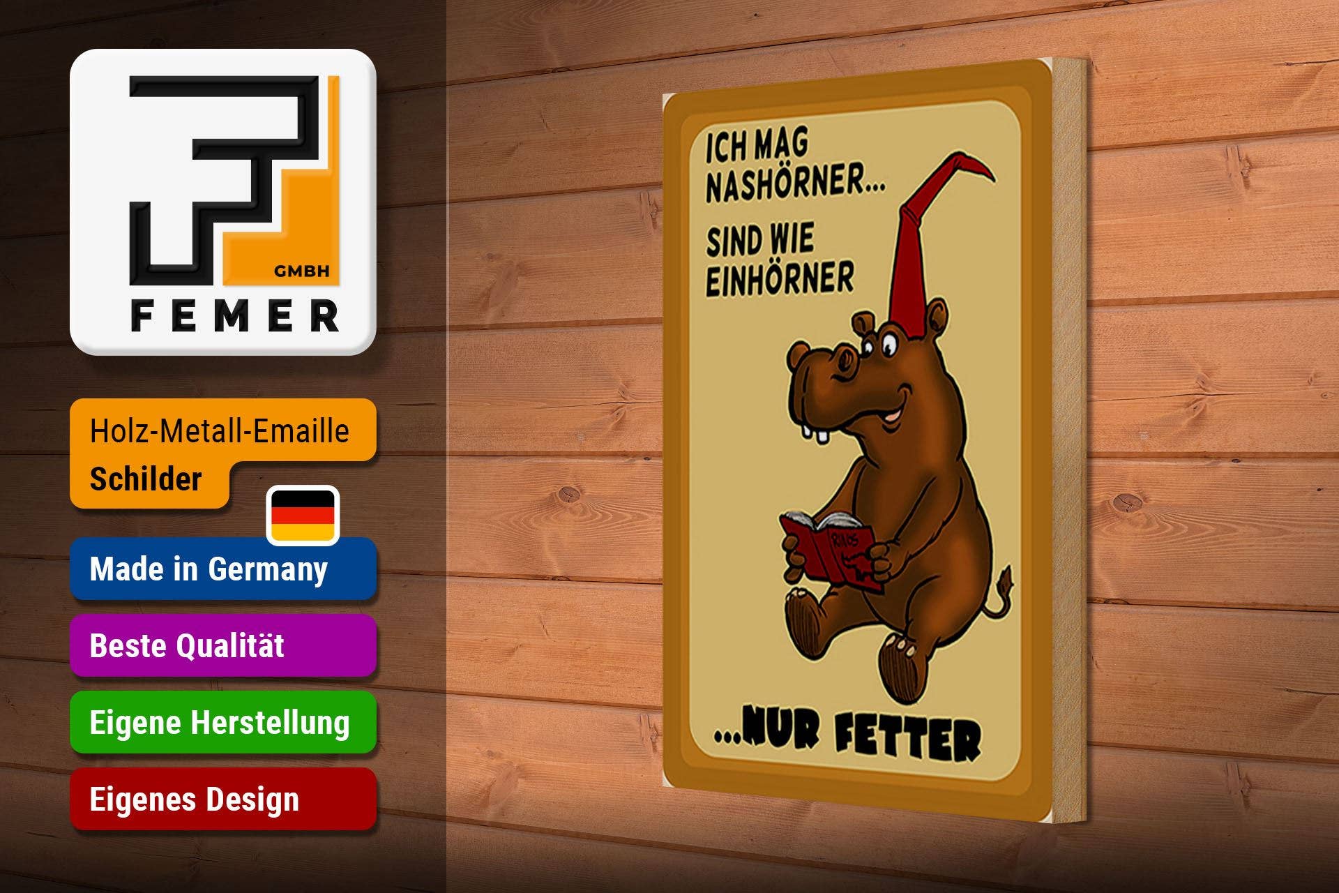 Femer - Wholesale Sign - Wooden sign animals 20x30cm likes rhinos are like unicorns2