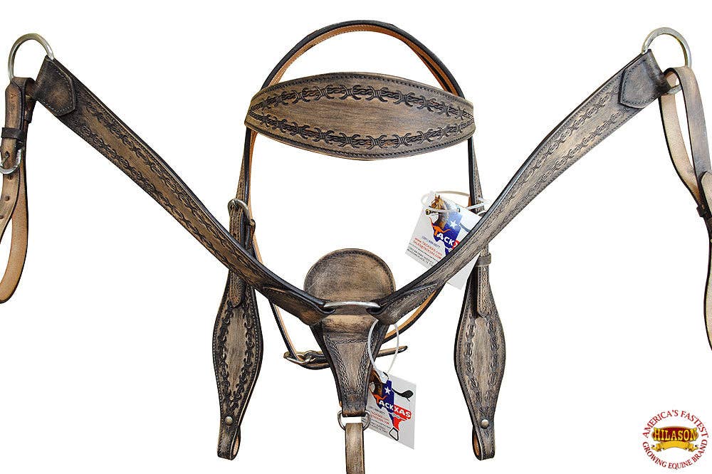 HILASON - Wholesale Horseback Riding Gear - HILASON Western Horse Headstall Breast Collar Set Tack Genuine American Leather | For Horses Headstalls220