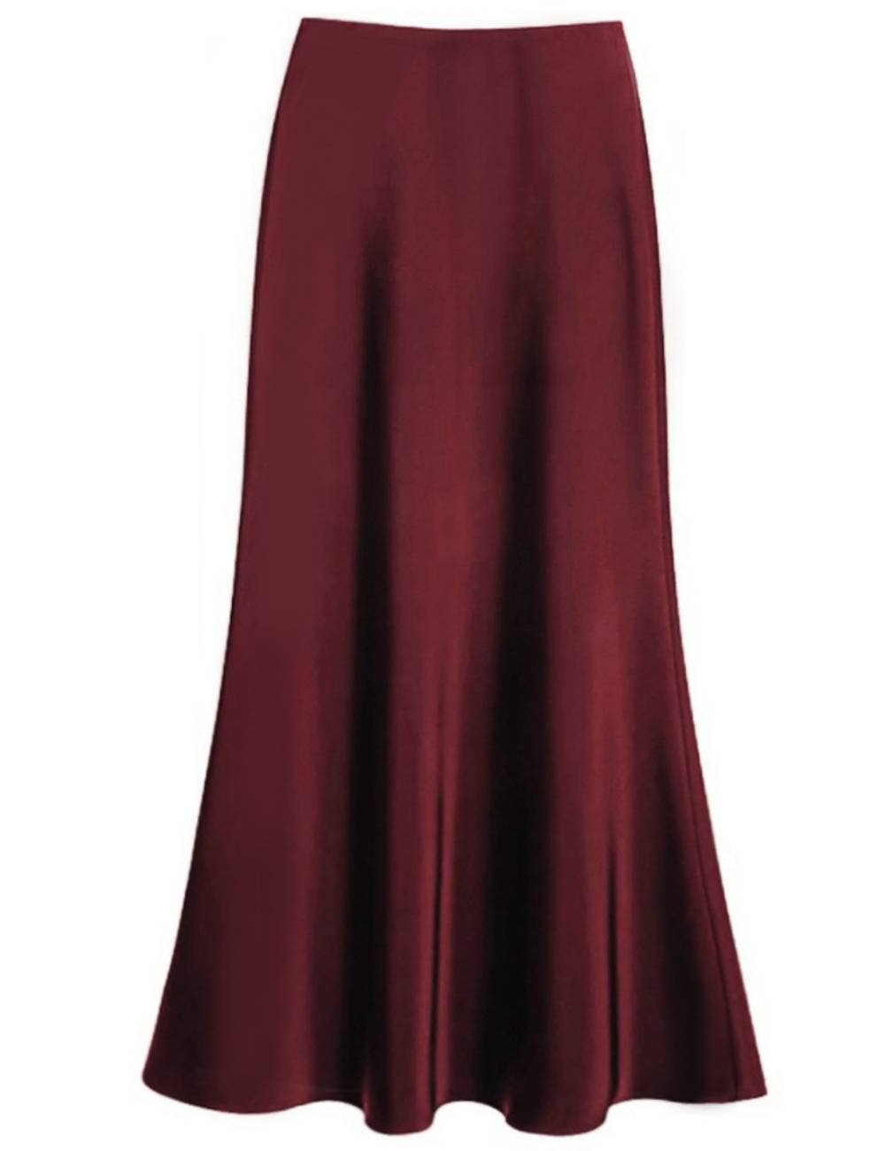 Sweetkama - Wholesale Skirt - Women's - Ladies Satin Elastic Wait Pearlescent Midi Skirt SKS5045316