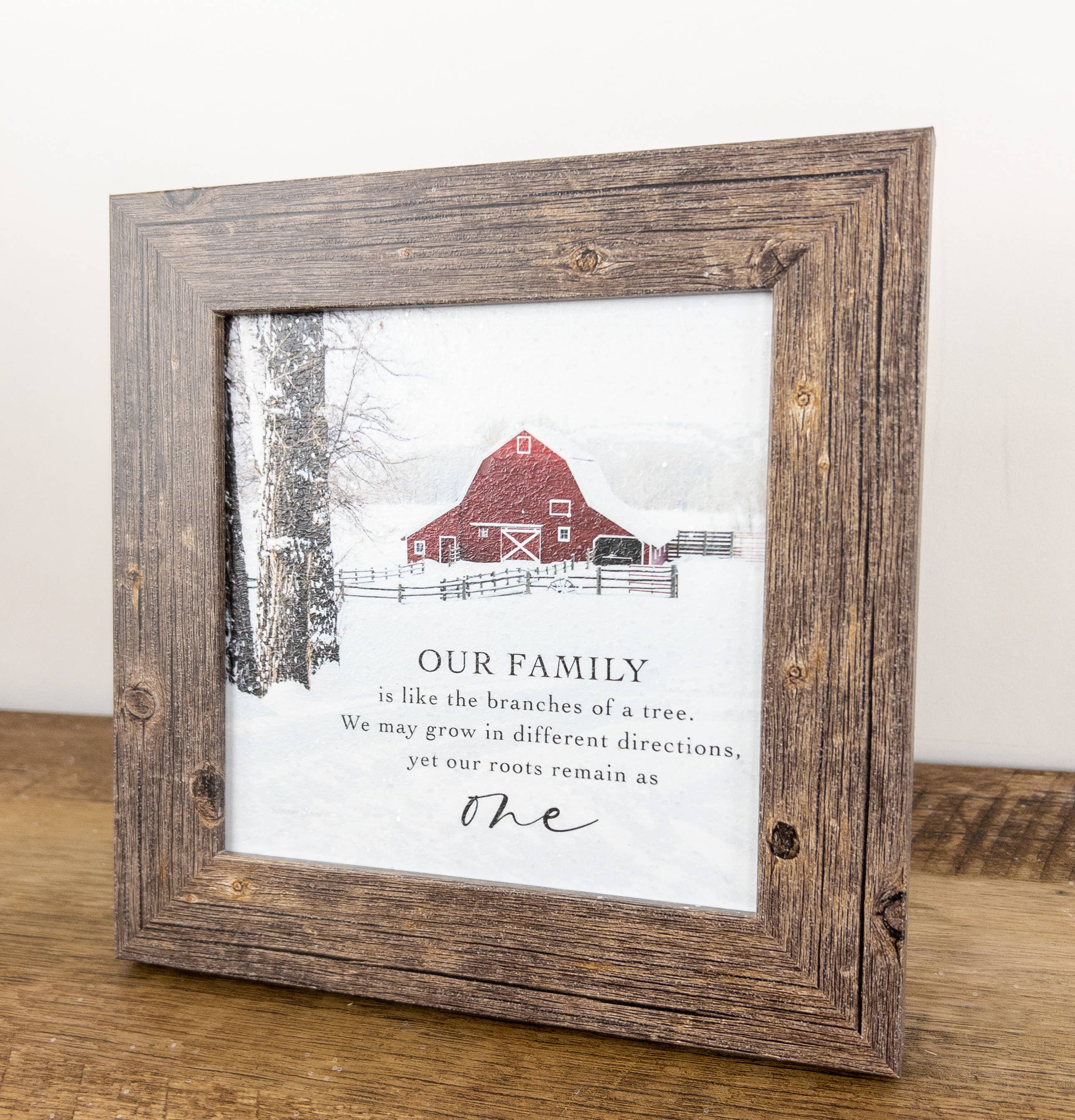 Summer Snow Art - Wholesale Christmas Wall Art - Our Family Is Like The Branches Of A Tree Winter Barn Art3