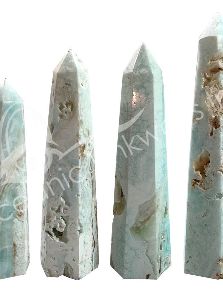 (1 LB)OBELISK - CALCITE, CARIBBEAN 6-7" for wholesale by Oceanic Linkways Inc