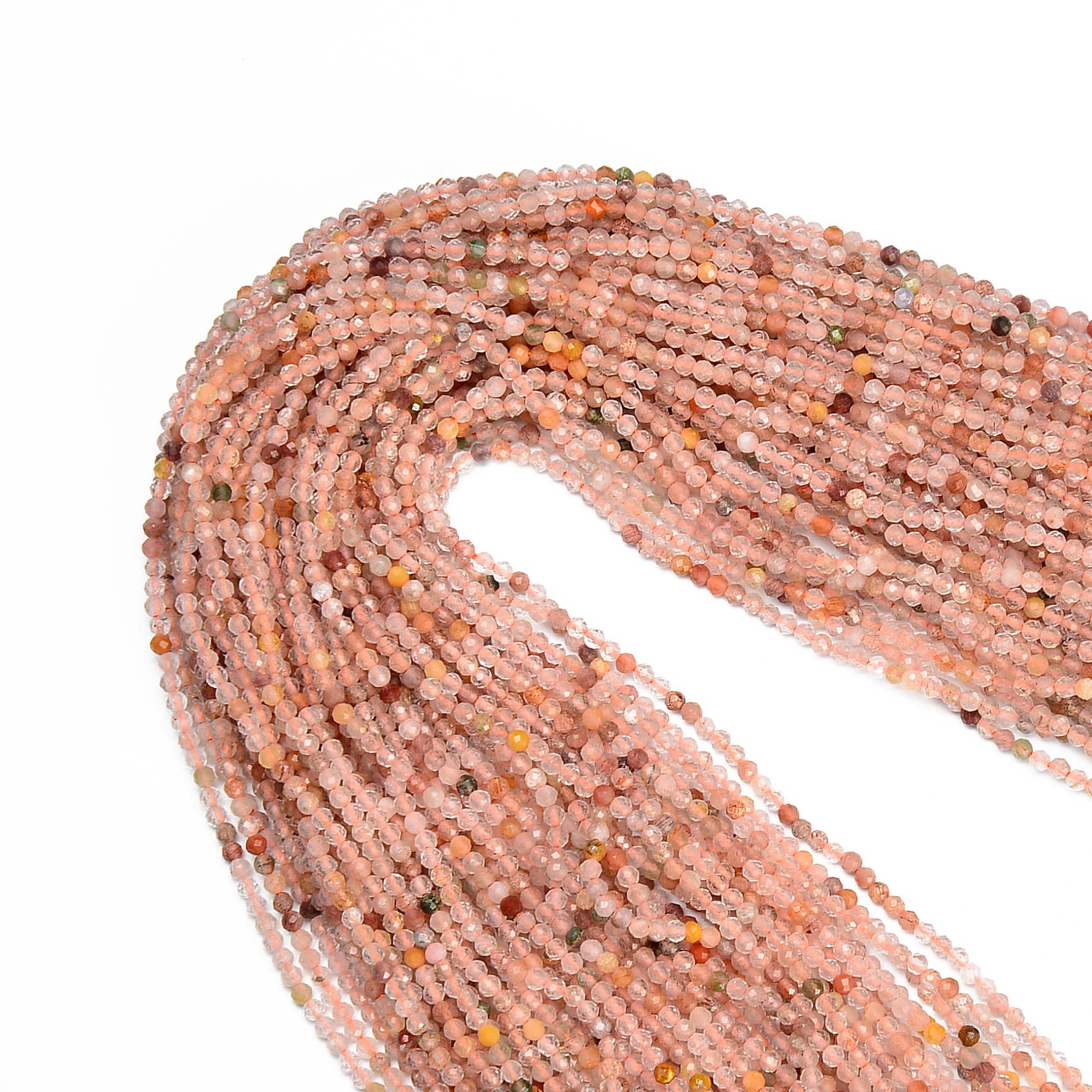 Beads Creation - Vendita all'ingrosso Perline - Perlina sfaccettata rotonda sfaccettata in quarzo rutilato multicolore PRP4136