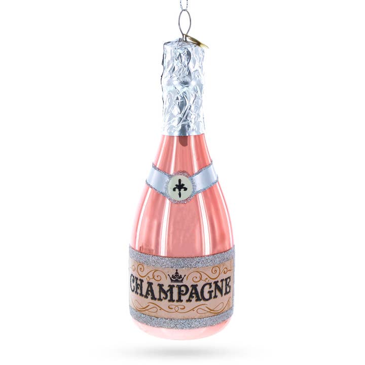 Pink Sparkling Wine Glass Ornament for wholesale by BestPysanky
