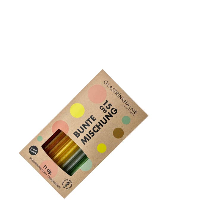 Glastrinkhalme by OPTITHERM - Vente Paille - 10 pailles en verre de couleur (ambre, ambre clair, jaune, gris, vert)1