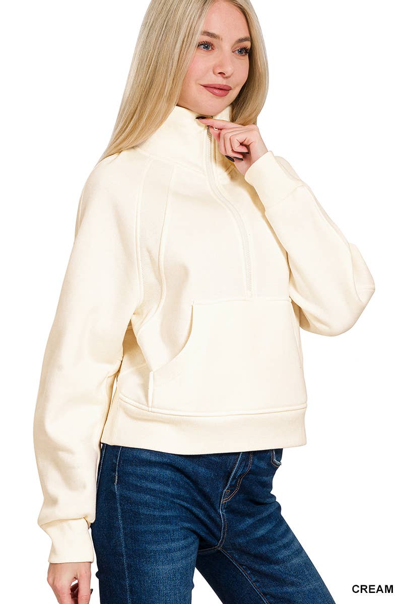 42POPS - Wholesale Sweatshirt - Women's - `.Half Zip Cropped Pullover6