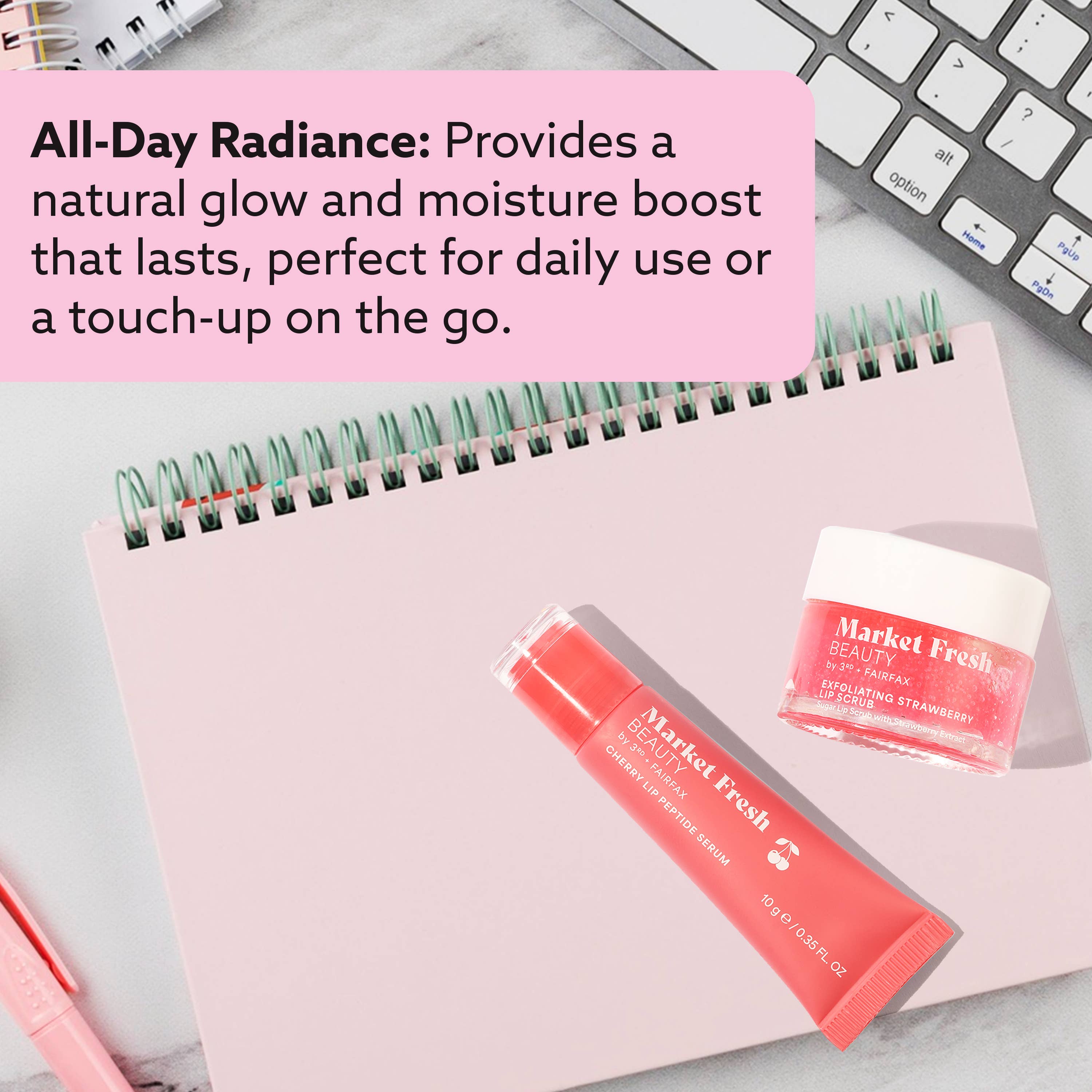 Market Fresh Beauty - Wholesale Lip Scrub/Polish - Market Fresh Beauty Pretty Pout Lip Kit – Exfoliating Strawberry Lip Scrub & Cherry Lip Peptide Serum | Hydrates, Smooths, and Revitalizes | Cruelty-Free & Clean Beauty5