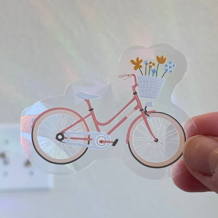Bicicleta con forma de cesta floral, atrapasoles para hacer arcoíris para venta al por mayor de Just Be Kind Co.