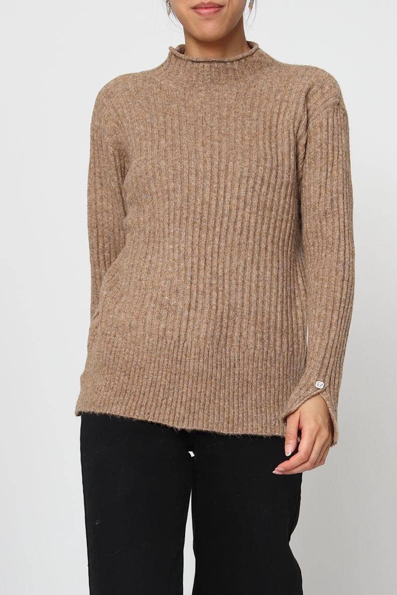 DIX-ONZE - Wholesale Knit Sweater - Women's - Ribbed Knit Sweater with Wavy Finish – Soft Ribbed Knit6