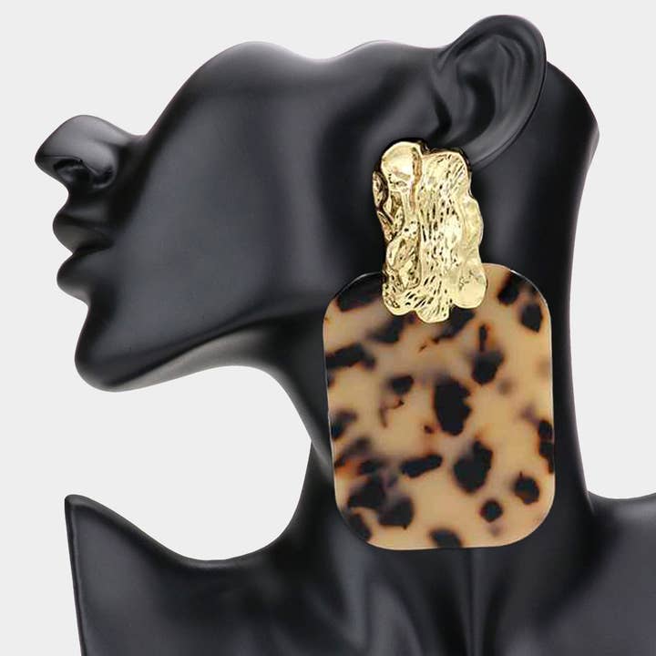 Sensibling Corp. - Wholesale Dangle Earrings - Oversized Patterned Celluloid Acetate Plate Accent Doorknocker Earrings1