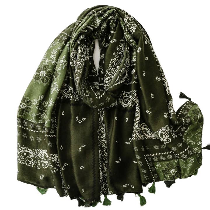 Funkyrel® Atzbranding Limited - Wholesale Scarf - Women's - Scarvii - Paisley Pattern Fringed Scarf1