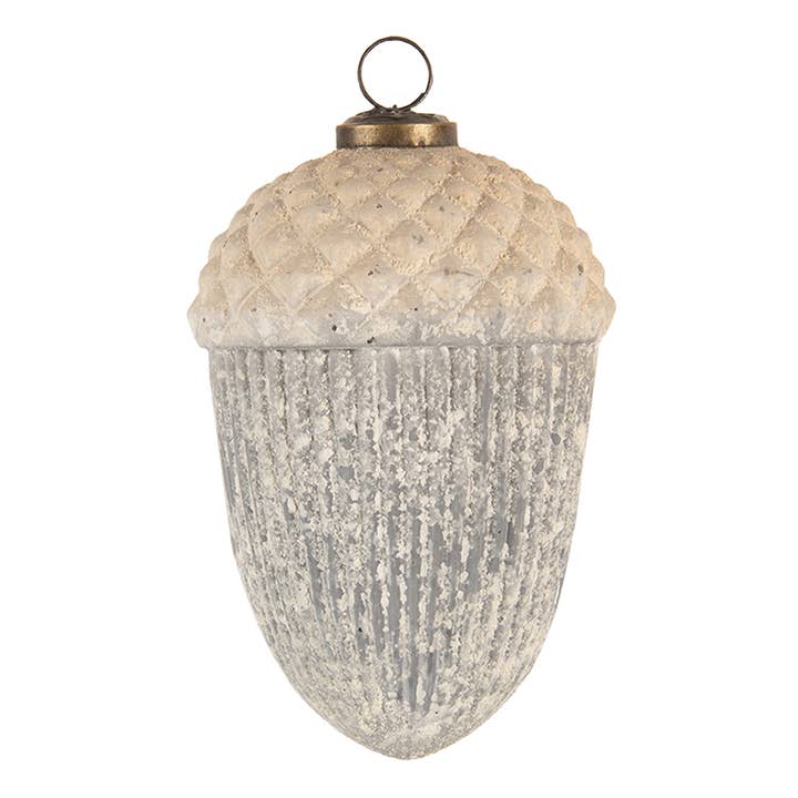 Adorno navideño 6GL3184, diámetro 10 cm, cristal blanco y gris para venta al por mayor de Clayre & Eef