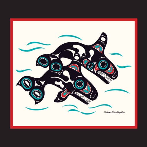 Orcas - Open Edition Formline Art Print for wholesale by The Shotridge Collection