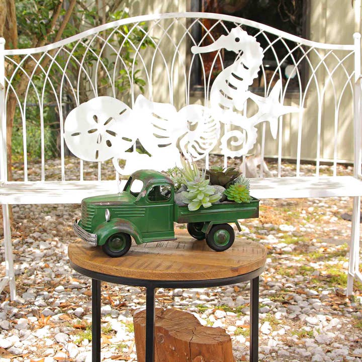 Zeckos - Wholesale Planter Box - Green Rustic Metal Decorative Vintage Pickup Truck Planter