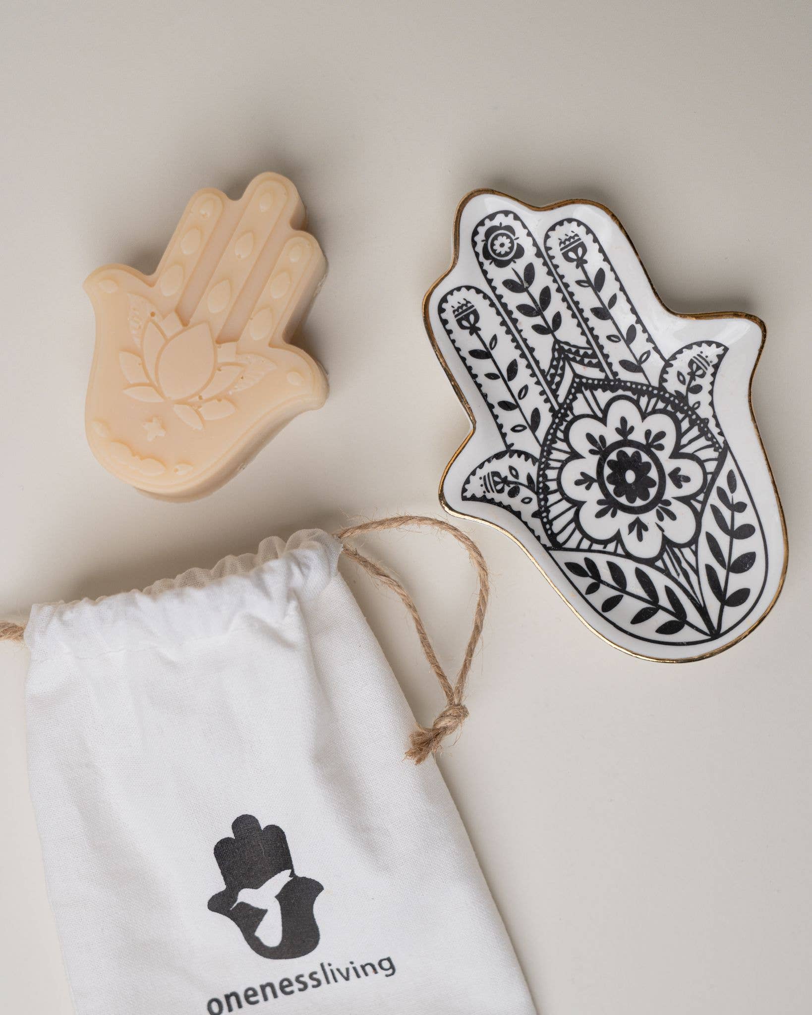 Oneness Living - Wholesale Bar Soap - Hamsa Soap and Plate1