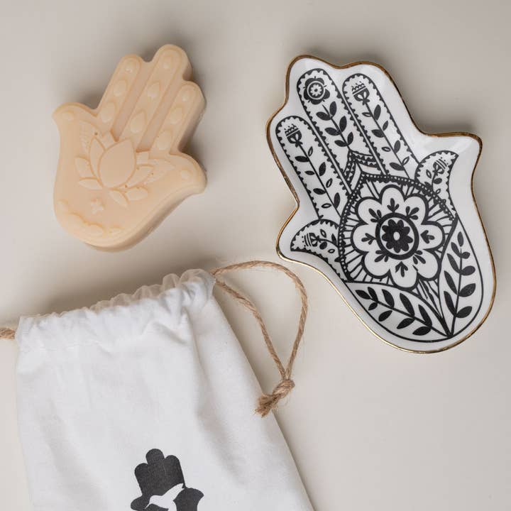 Oneness Living - Wholesale Bar Soap - Hamsa Soap and Plate1