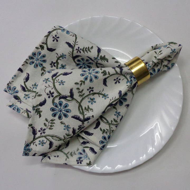 Guardanapos Algodão Estampado Ragini Blue Block (Conjunto de 4) por atacado de Ayras World