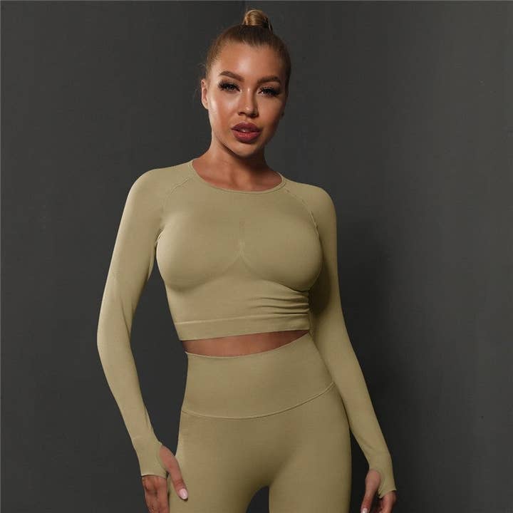 FurDecoration - Wholesale Athletic top – Women′s - Solid Color Sports Compression Long Sleeve T-Shirt10