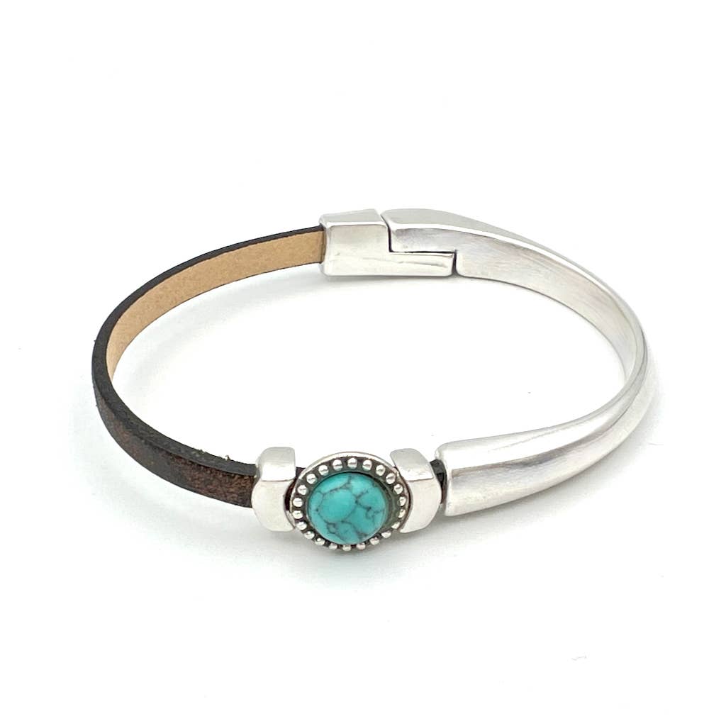 Montana Leather Designs - Wholesale Cuff Bracelet - MG Gemstone Magnetic Half Cuff0