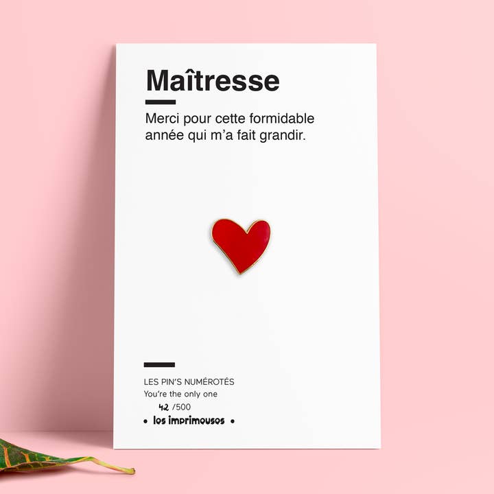 Pin's - Hjerte - Tak - Skoleårets afslutning for engroshandel hos LES IMPRIMEUSES