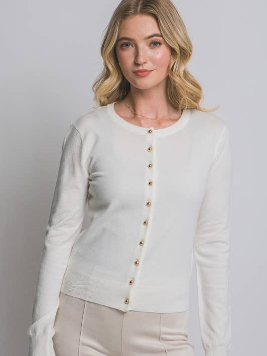 Round Neck Golden Button Up Cardigan for wholesale by MintChoco