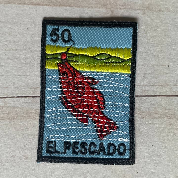Viva Greetings - Wholesale Patch - Iron On El Pescado Loteria Embroidered Patch0
