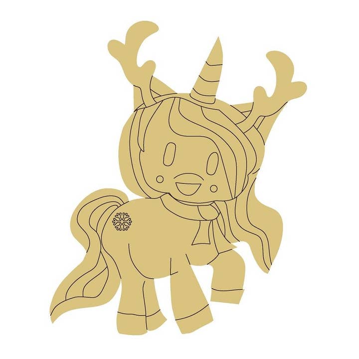Reindeer Unicorn Design By Lines Unfinished Wood Cutout Styl for wholesale by Diverse Woodworking