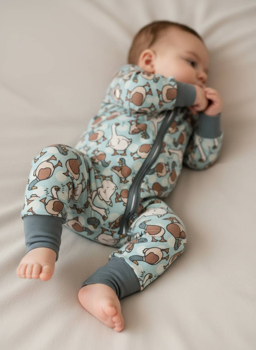 Mommy & Wren - Wholesale Sleepsuit - Baby - Boy Duck Duck Goose Zippie