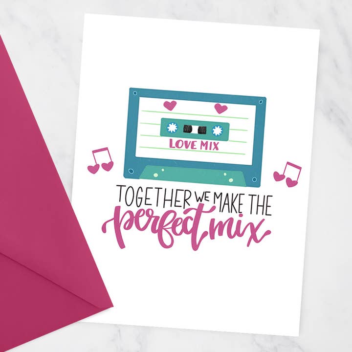 Funny Love Card - 80s Theme (Mix Tape) - Together We Make the Perfect Mix for wholesale by Shemazing Designs