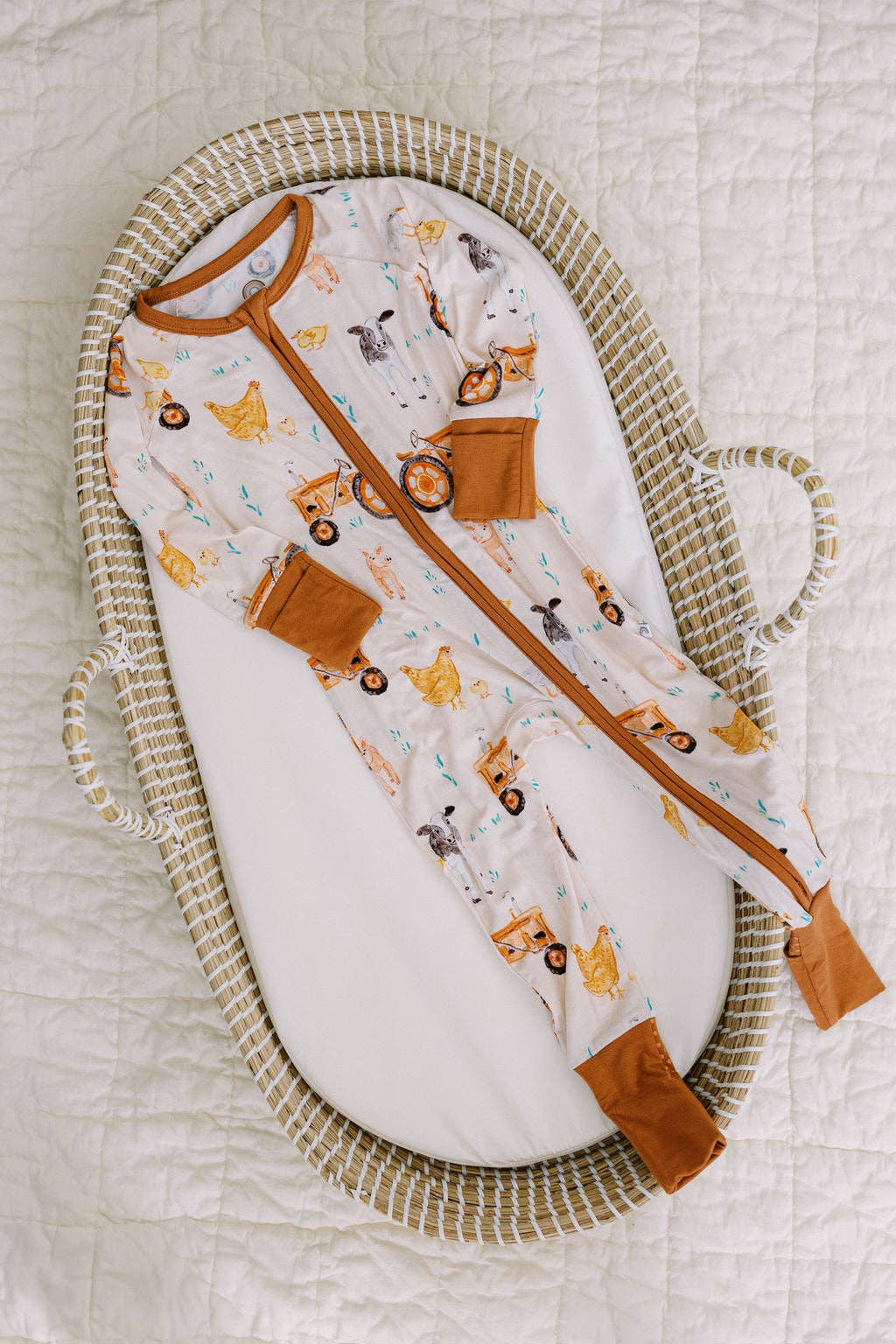 Tiny toes Baby Co – wholesale Byxdress - Baby – Bambu-djurdräkt med dragkedja för lantgårdsdjur4