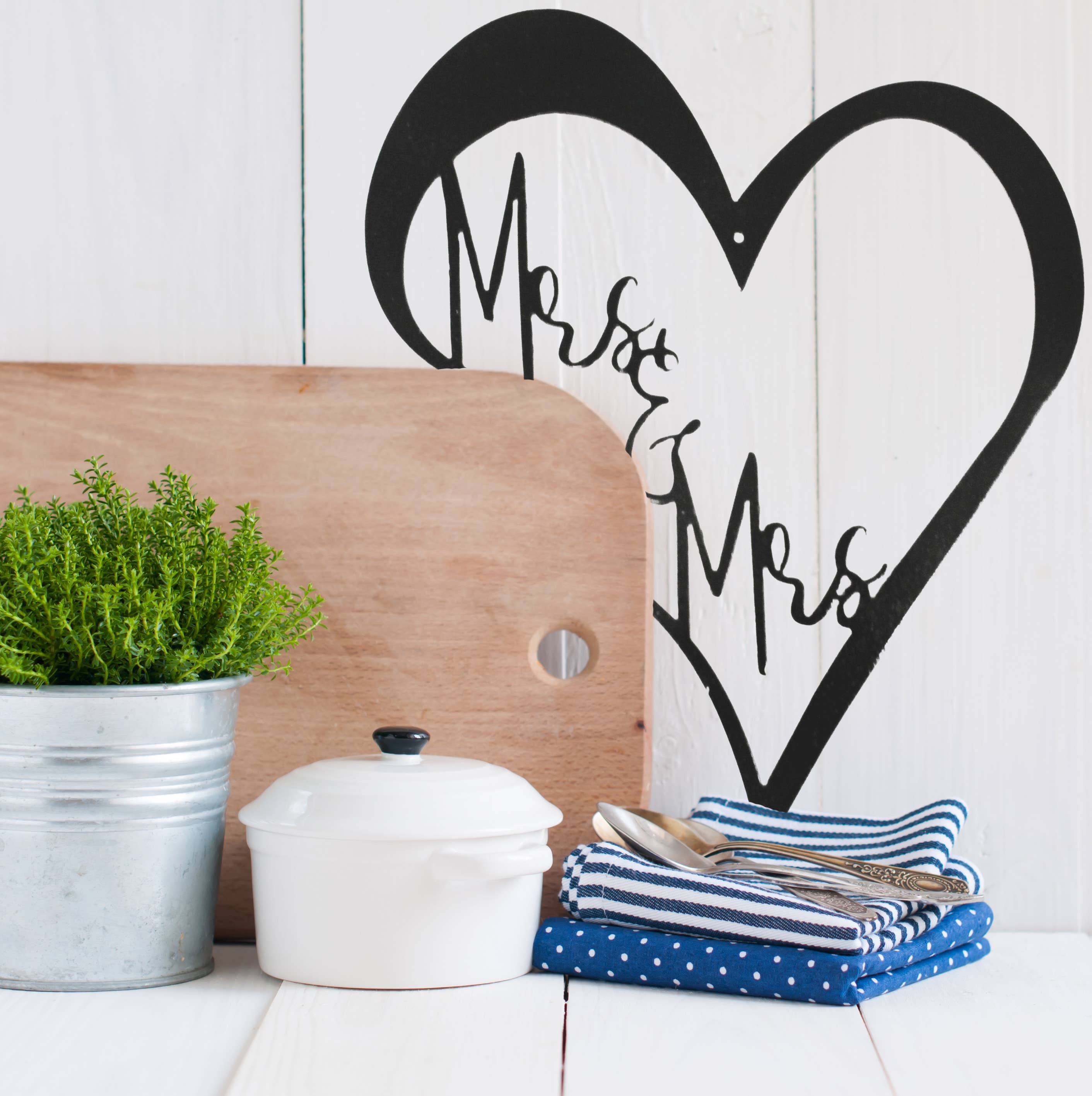 White Barn Decor - Wholesale Sign - Heart Mrs. & Mrs.0