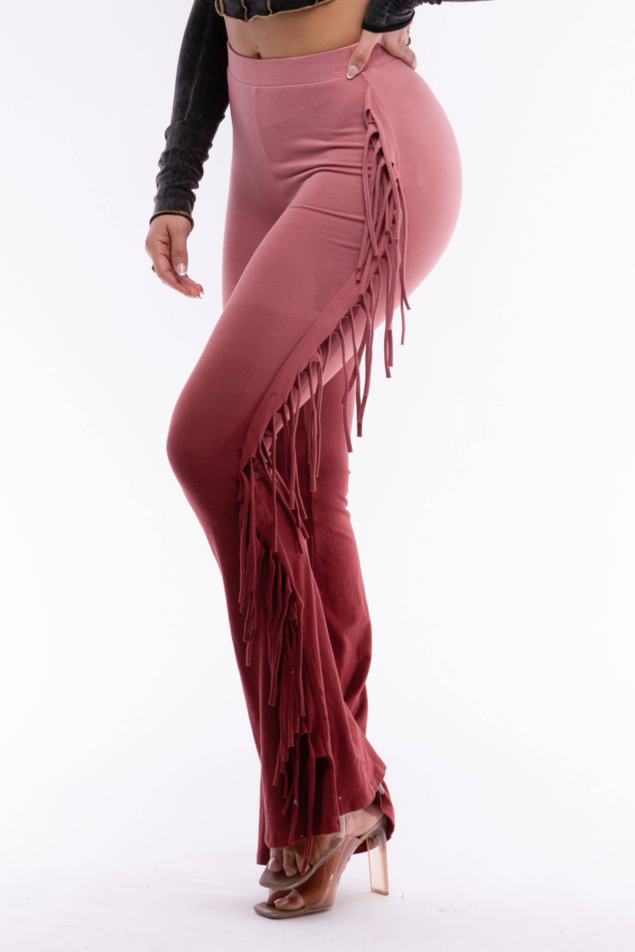 K Too - Vendita all'ingrosso Pantalone - Donna - Pantaloni svasati PLUS SIZE con frange lavabili a immersione4