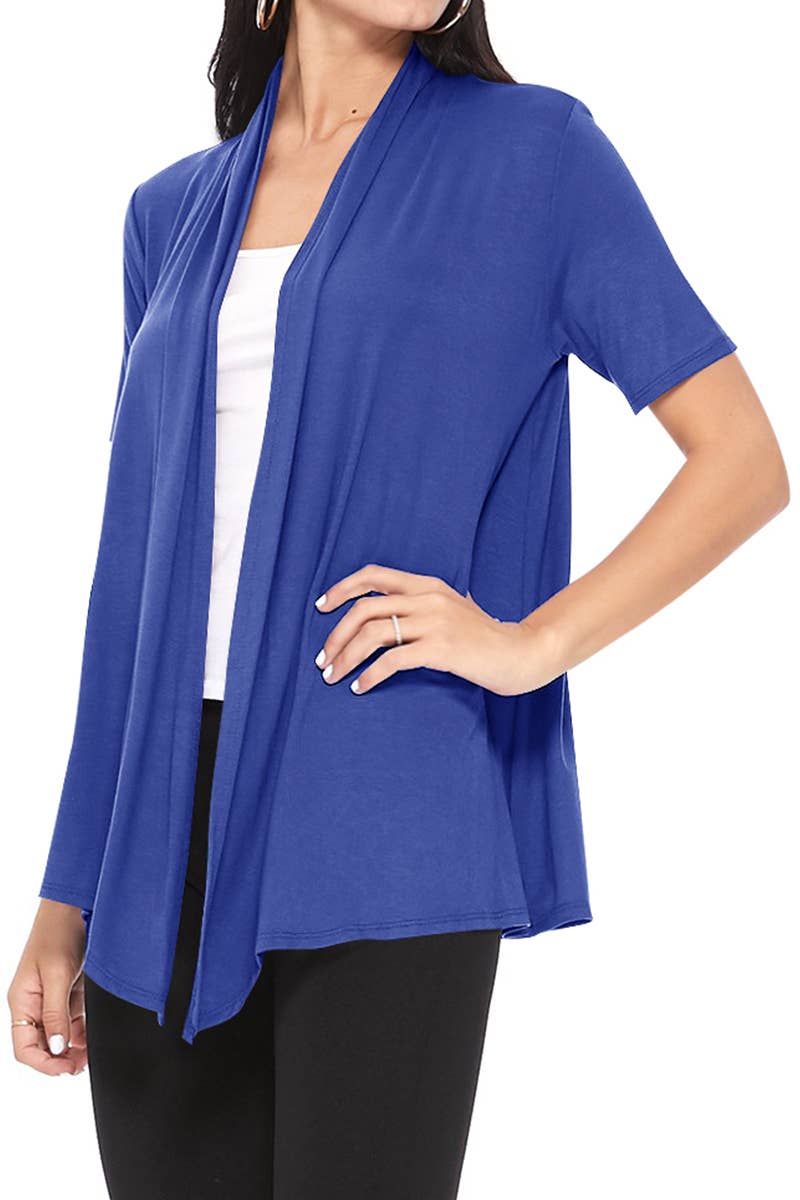 MOA COLLECTION - Wholesale Cardigan - Women's - Women's Casual Short Sleeve Draped Open Front Solid Cardigan69
