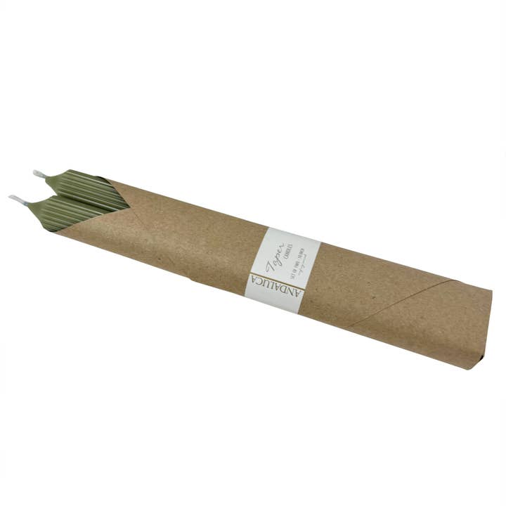 Andaluca - Wholesale Jar/Filled Candle - Green Ridged Taper Candles (Set of 2)1