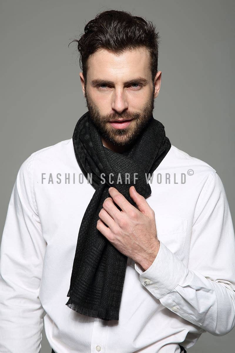Fashion Scarf World – wholesale Scarf – Men’s – Dot, Tartan & Houndstooth Print Frayed Men/Unisex Scarf9