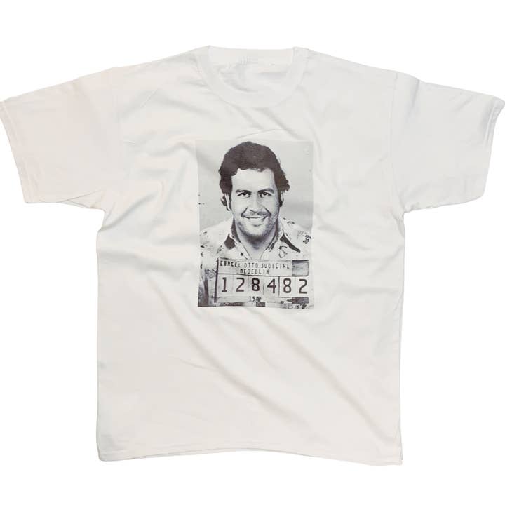 ZZZEBRAAA LIMITED - Wholesale Screen Printed T-Shirt - Unisex - Pablo Escobar Mugshot T-Shirt