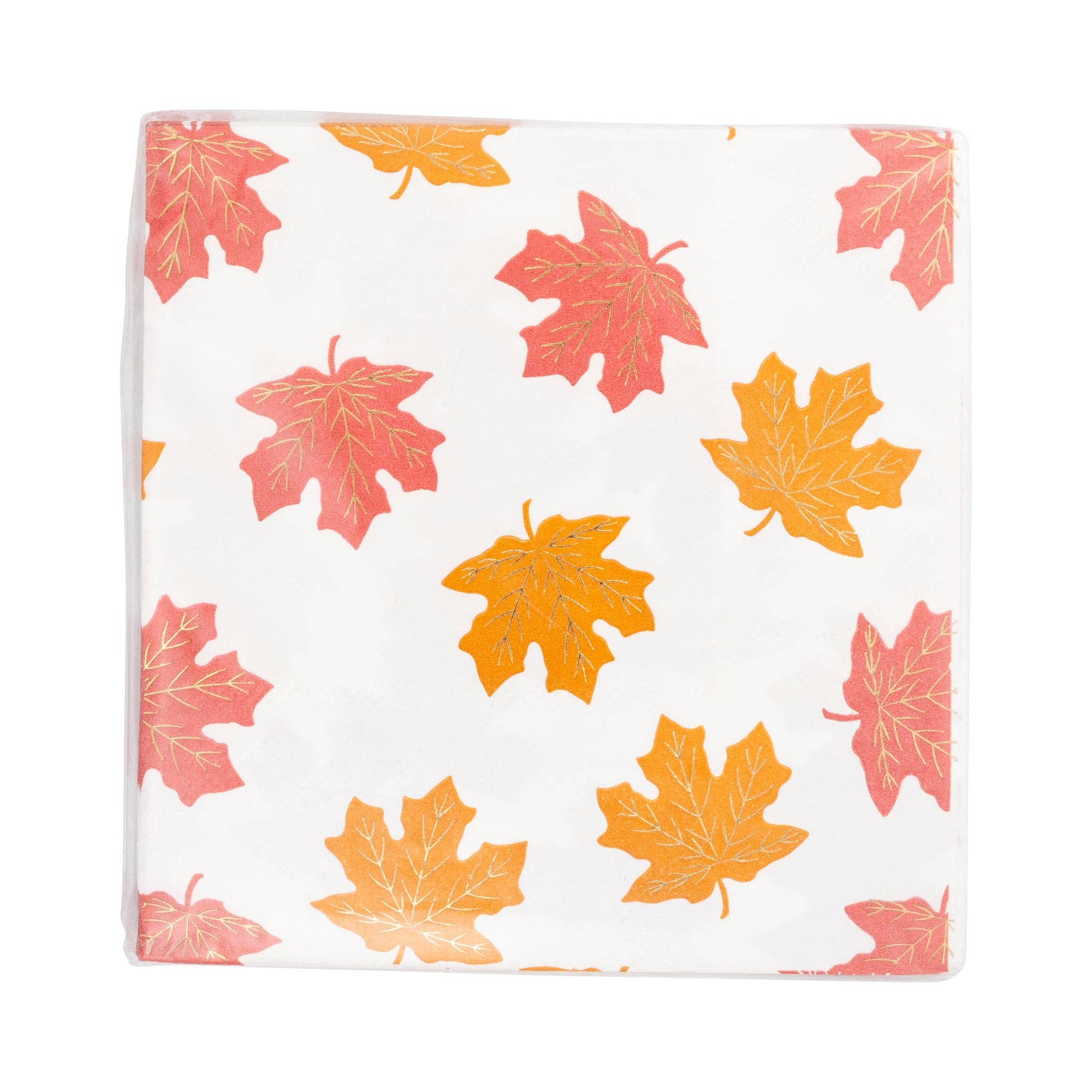 My Mind’s Eye - Wholesale Disposable Napkin - PLNP1353 - Gold Foil Falling Leaves Cocktail Napkin1