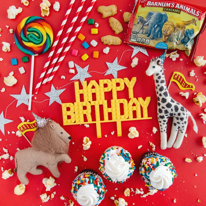 Made Happy Gifts - Vente Décoration pour cake/cupcake - Décoration de gâteau « Joyeux anniversaire » compatible avec les briques LEGO®3