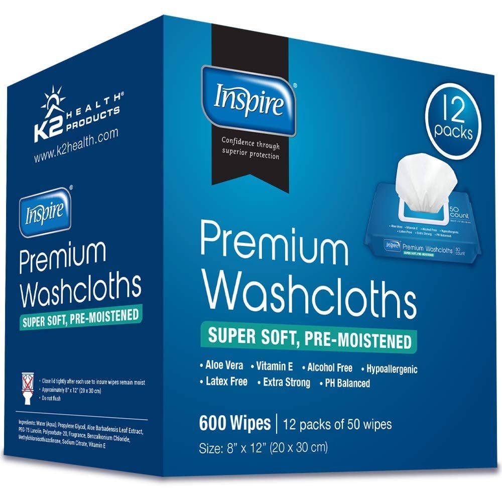 Inspire - Wholesale Wash Cloth - Inspire Adult Wash Cloths 600 Count6