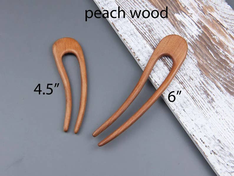 Tourtiwi - Vendita all'ingrosso Fermaglio per capelli - Donna - Forchetta per capelli in legno a due punte a forma di U minimalista0