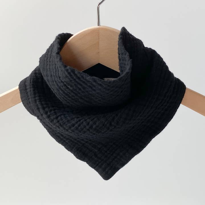 BLACK Lightweight Cotton Gauze Baby Bandana Bib for wholesale by Charley Charles