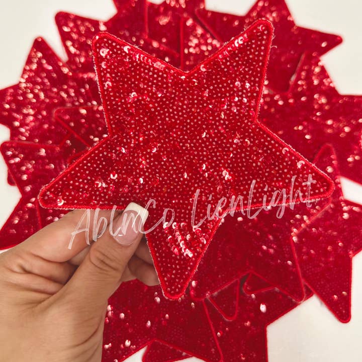 ABLNco - Wholesale Patch - trucker hat patches 5” red star sequins patch iron on
