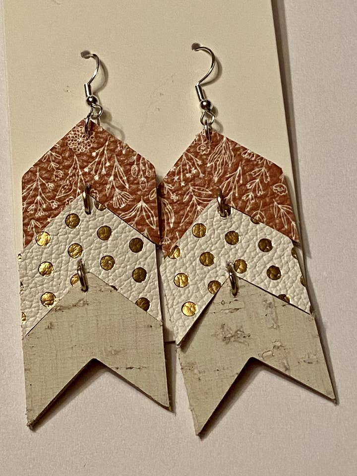 3 Tiered Chevron Earrings for wholesale by K Leather Designs