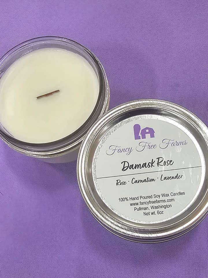 Damask Rose Soy Candle for wholesale by Fancy Free Farms