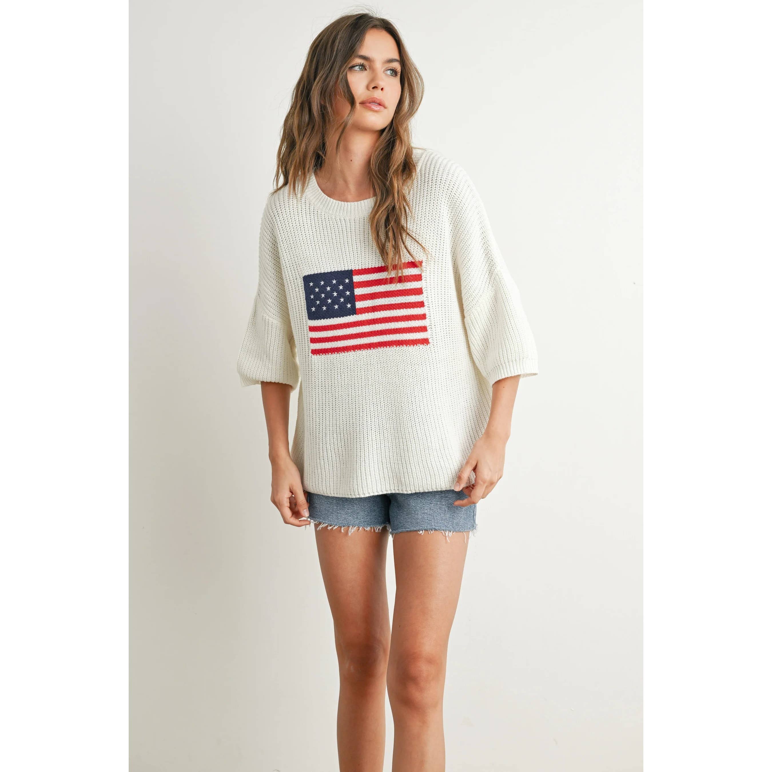 Apolline - Wholesale Knit Sweater - Women's - Patriotic Flag Print Knit Sweater for Bold Style and Comfort5
