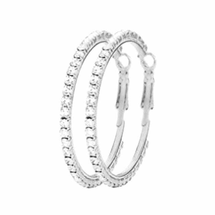 Diacly - Wholesale Hoop Earrings - 45mm Basic Sparkle Rhinestone Hoop Earrings
