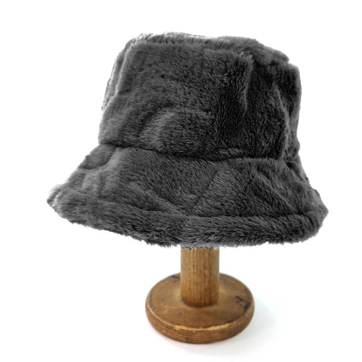 Faux Fur Bucket Hat - Black for wholesale by Black Ginger