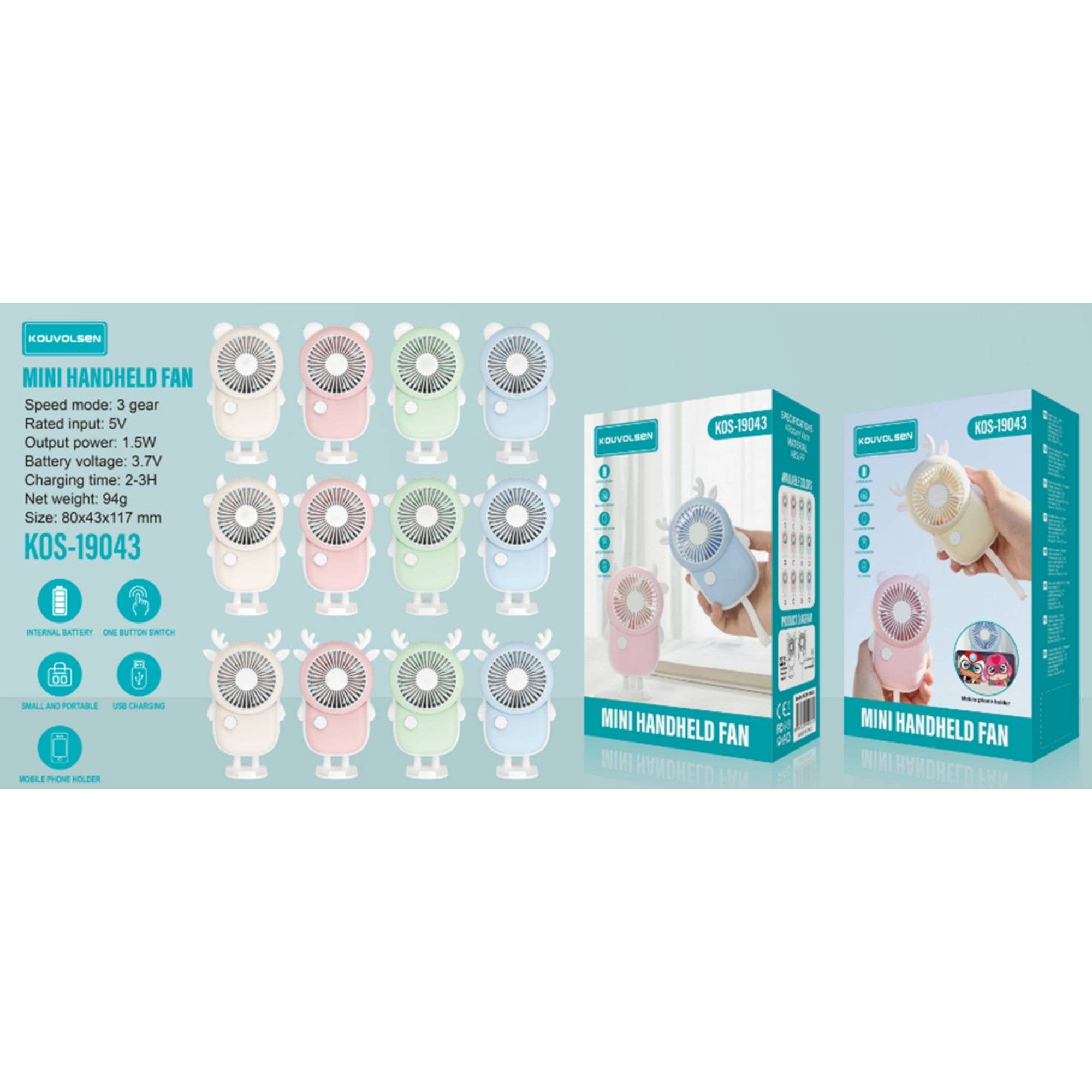 K & S WHOLESALE INC – wholesale Handheld electric fan – Mini Handheld Fan (KOS-19043) 72CT4