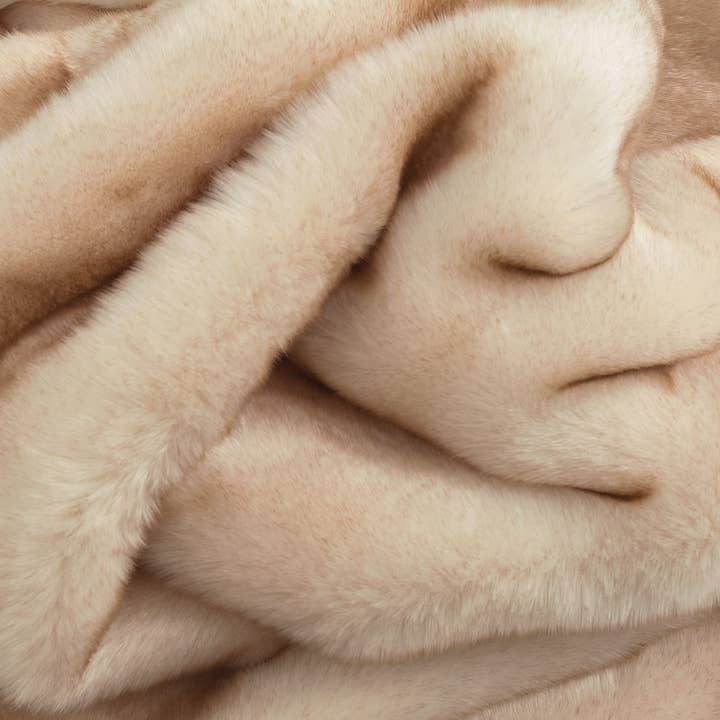 Henry d'Elkin – Großhandel Überwurfdecke – Gold Coast Plaid aus Kunstpelz in Schwarz mit Woll-/Kaschmirfutter2